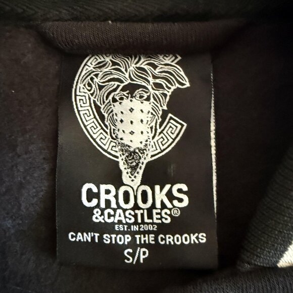 Crooks & Castles Jacket Black White Varsity Bomber Streetwear Logo - Picture 3 of 7